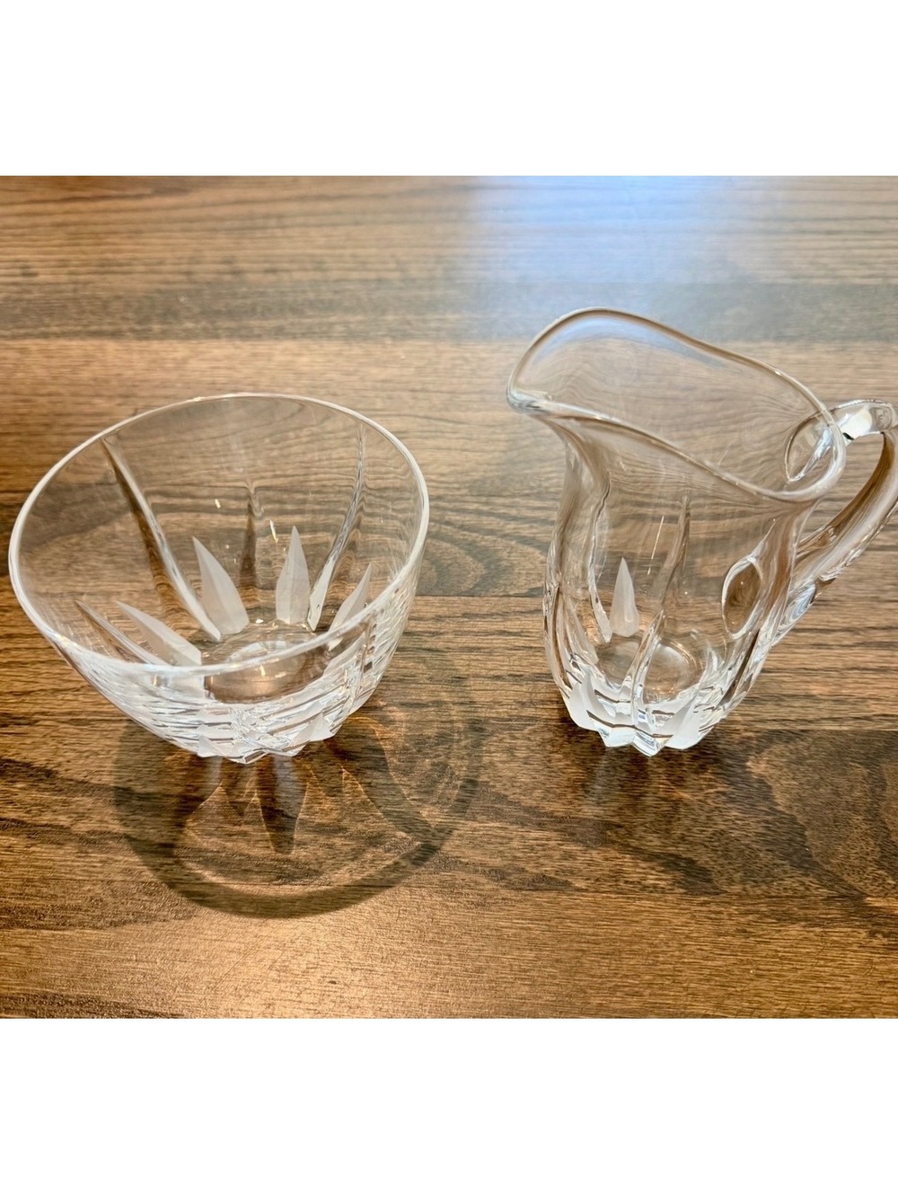 New Mikasa Flame D'Amore Crystal Sugar Bowl & Creamer Set